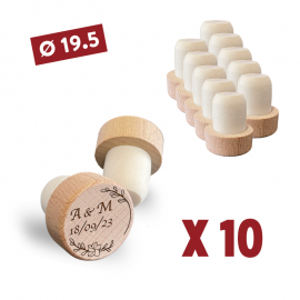 Bouchon de bouteille 75cl en bois personnalisé (19.5 ⌀) par 10