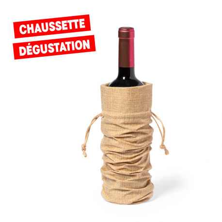 Pochette cadeau en toile de jute pour bouteille 75cl