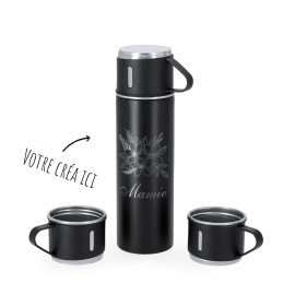 Thermos café TRIO à graver Noir