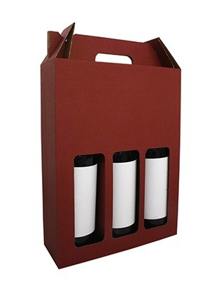 Coffret carton kraft / lie de vin 3 bouteilles