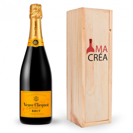 Champagne Veuve Clicquot avec caisse bois personnalisée - Mabouteille